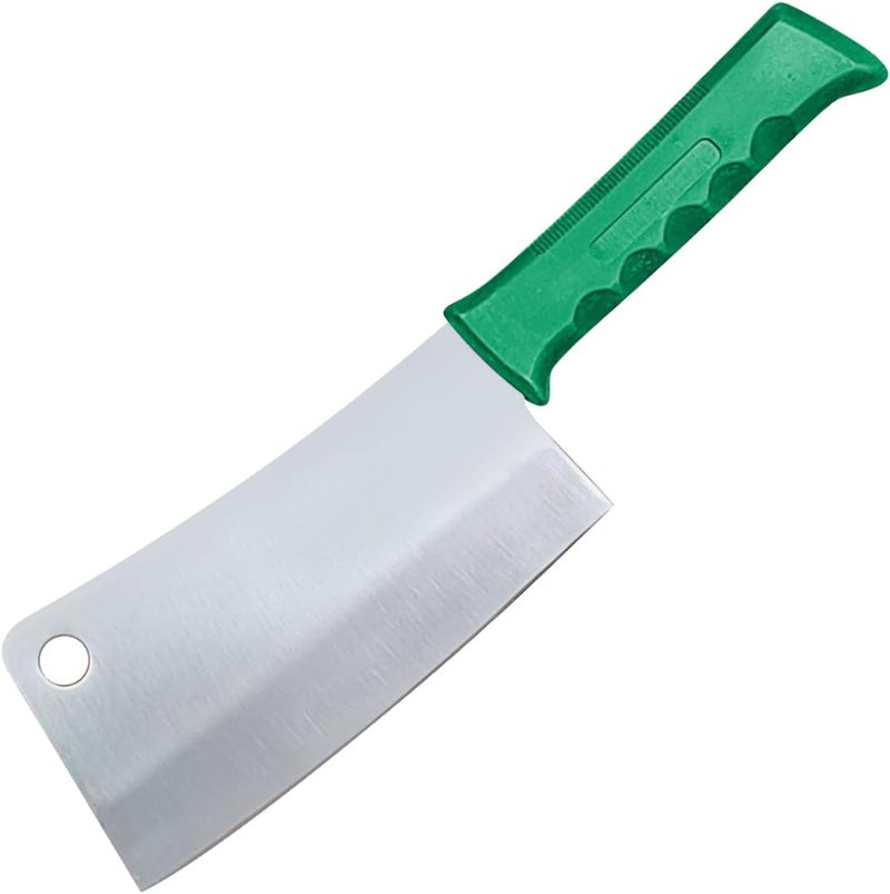 Kitchen Master 7 Inch Stainless Steel Meat Cleaver - Heavy-Duty Butcher Chopping Knife (Green) - Image 1